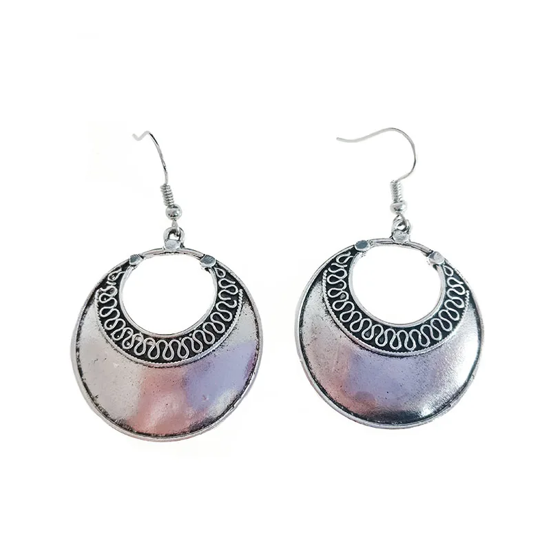 LosoDo индийские этнические серебряные круглые полые Винтажные серьги для женщин в