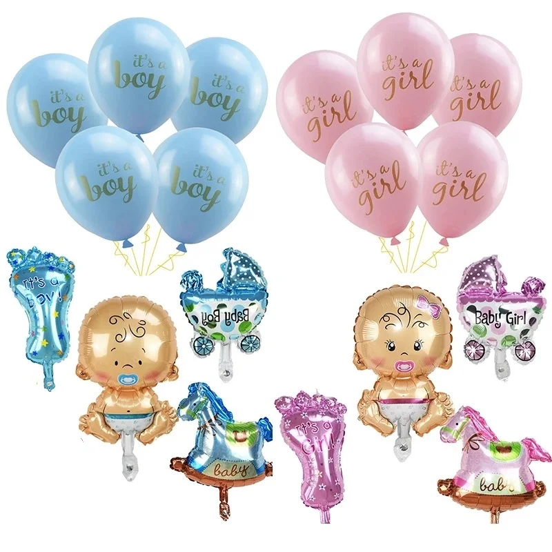 

15Pcs It is A Girl Boy Foil Latex Balloons Set Kid Baby Shower Favor Air Globe Toys Birthday Party Decoration Supplies