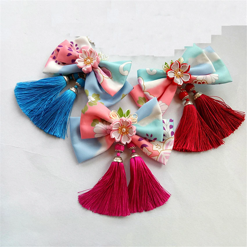 Кимоно ручной работы для женщин головной убор в японском стиле косплея с цветами