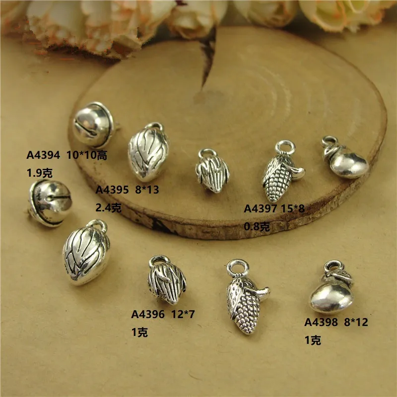 

100Pcs/lot Fashion Cute Maize Charms Metal Plant Bell Bud Charms for Bracelet Earring Making