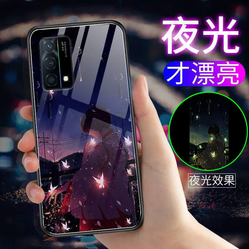 Luminous Tempered Glass Case For OPPO Realme GT Master Edition Glow in Dark Back Cover Silicone | Мобильные телефоны и