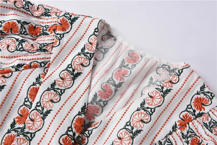 

2020 Early Autumn Fashion Shirt Women Vintage National Style V-neck Shirt Women H0734