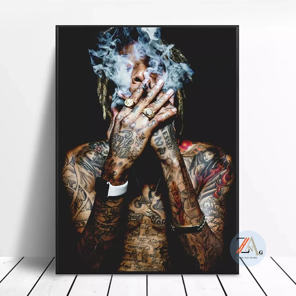 

Hip Hop Music Wiz Khalifa Rap Canvas Paintings Posters and Prints Unique Cuadros Wall Art Pictures for Living Room Home Decor