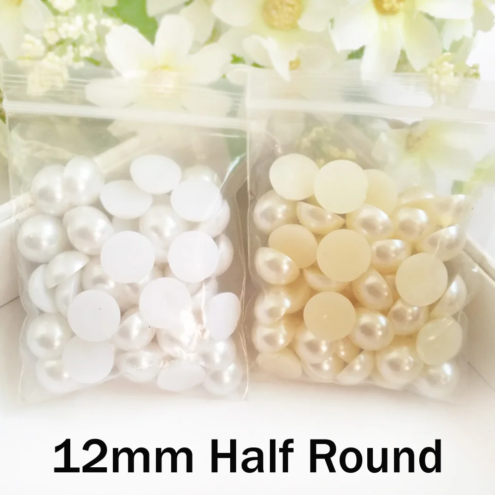 50 шт. белый цвет слоновой кости 12 мм полукруглый жемчуг плоская задняя часть