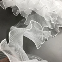 organza lace trim pleated wave 3d ruffle large lace clothing designer diy wedding dress sewing accessories bouquet pack material