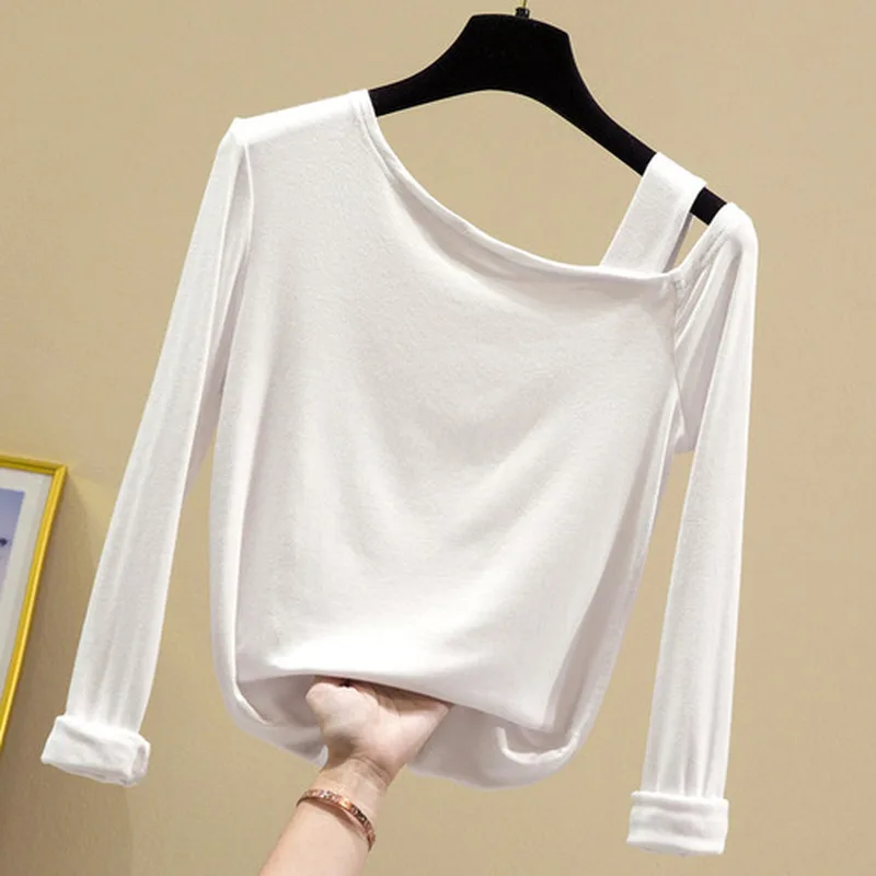 

2021 Autumn Slim Cotton Tops And Blouses Korean Women Blouse Slash Neck Long Sleeve Woman Shirts Solid Office Lady Clothes 10485