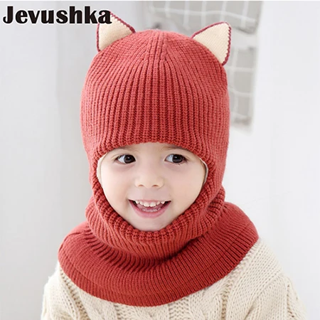 dark red cat Детская шапка-шлем снуд зимняя кепка для мальчики с помпоными шапки для девочики шапочки для новорожденных HT073 - Цвет: dark red cat