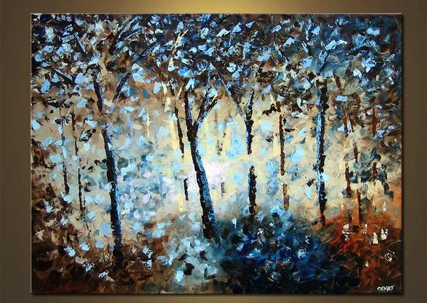 Ручная роспись современный пейзаж масляная живопись холст красный желтый