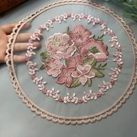 2828 cm pink lace flower applique ribbon trim for sofa curtain towel bed cover trimmings home textiles diy polyester mesh new