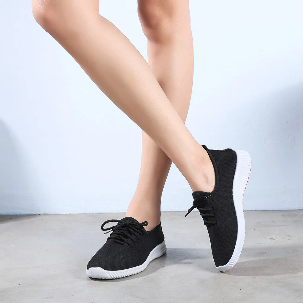 Women Sneakers Outdoor Solid Round Toe Breathable Loafers Soft Leisure Flat Running Shoes Sports Shoes Light Bottom Shoes#1007
