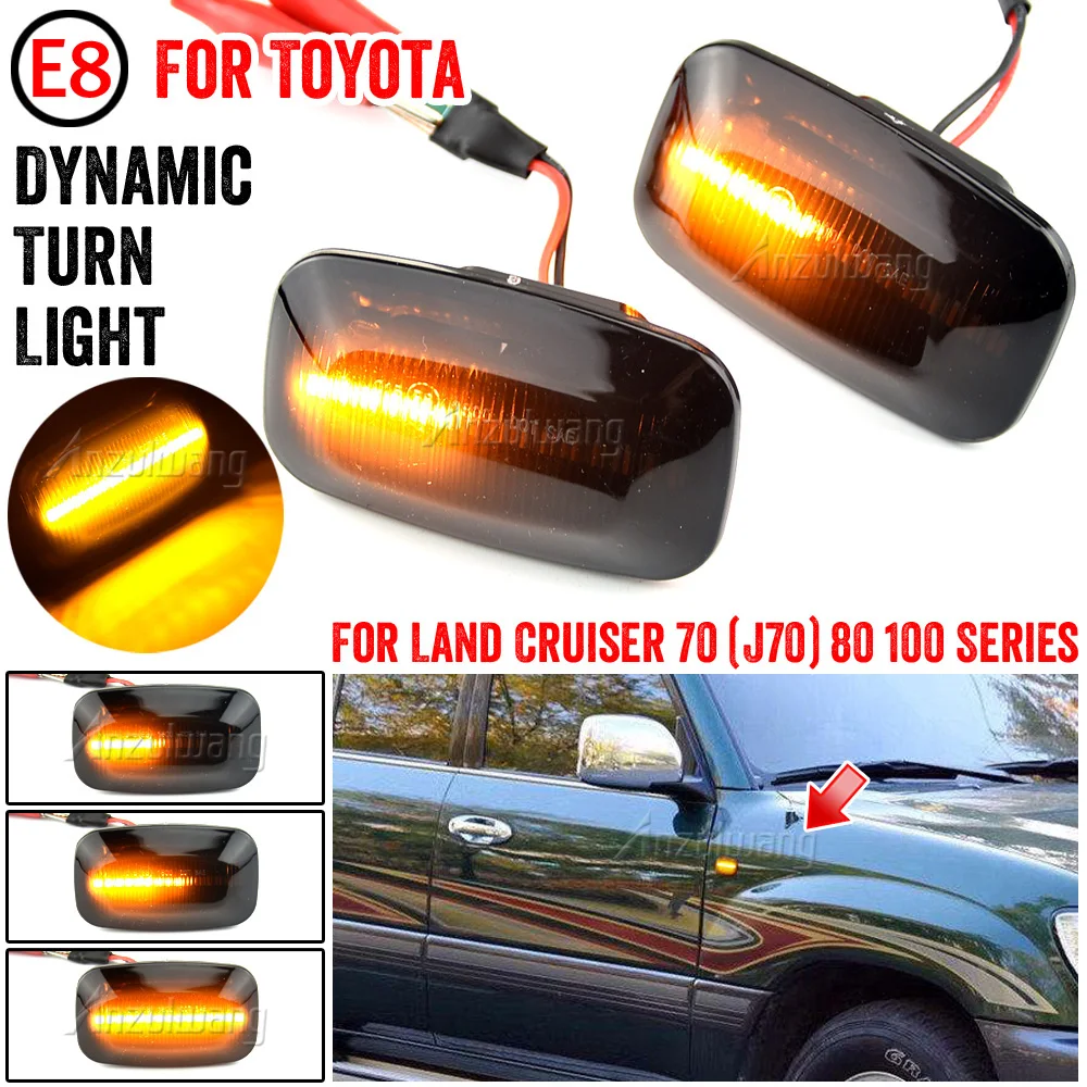 

For Toyota Land Cruiser J70 J80 J100 Series LC70 LC80 LC100 LED Dynamic Turn Signal Side Marker Light Flowing Sequential Lamp