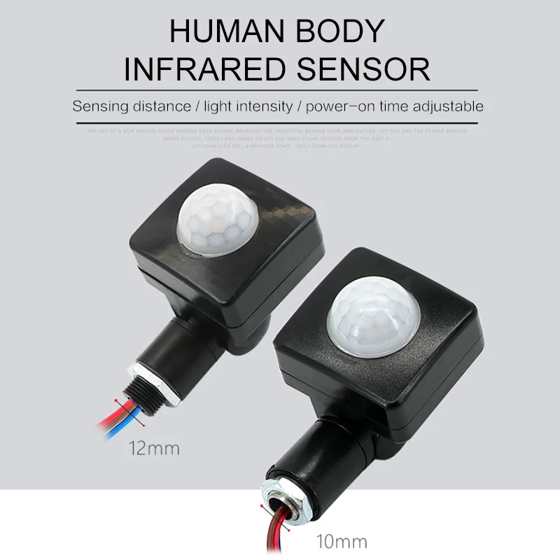 

1PC Ultrathin LED Flood Light PIR Motion Sensor Detector Waterproof Outdoor 85-265V IP65 Motion Sensor Adjustable PIR Switch