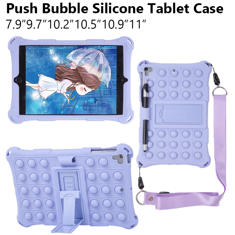 

Push Bubble Silicone Case For iPad mini 2 3 4 5 Air 4 3 2 10.2 2019 2020 ipad 5 6 7 Pro 11 Rainbow Beans Soft Holder Cover