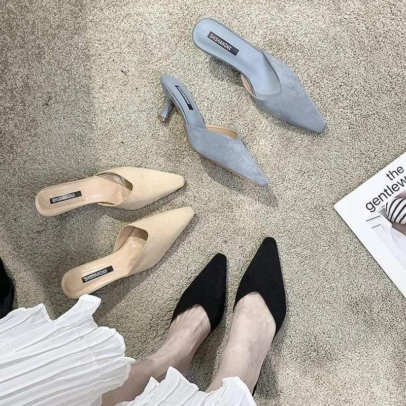 

Women's Shoes High-heeled Shoes Stiletto Sexy 2021 New Pointed Mid-heel Slippers Fashion Women's Shoes
