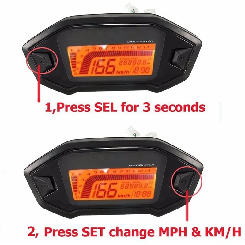 ЖК дисплей универсальный мотоцикл спидометр одометр 5 Шестерни 7 Подсветка 13000