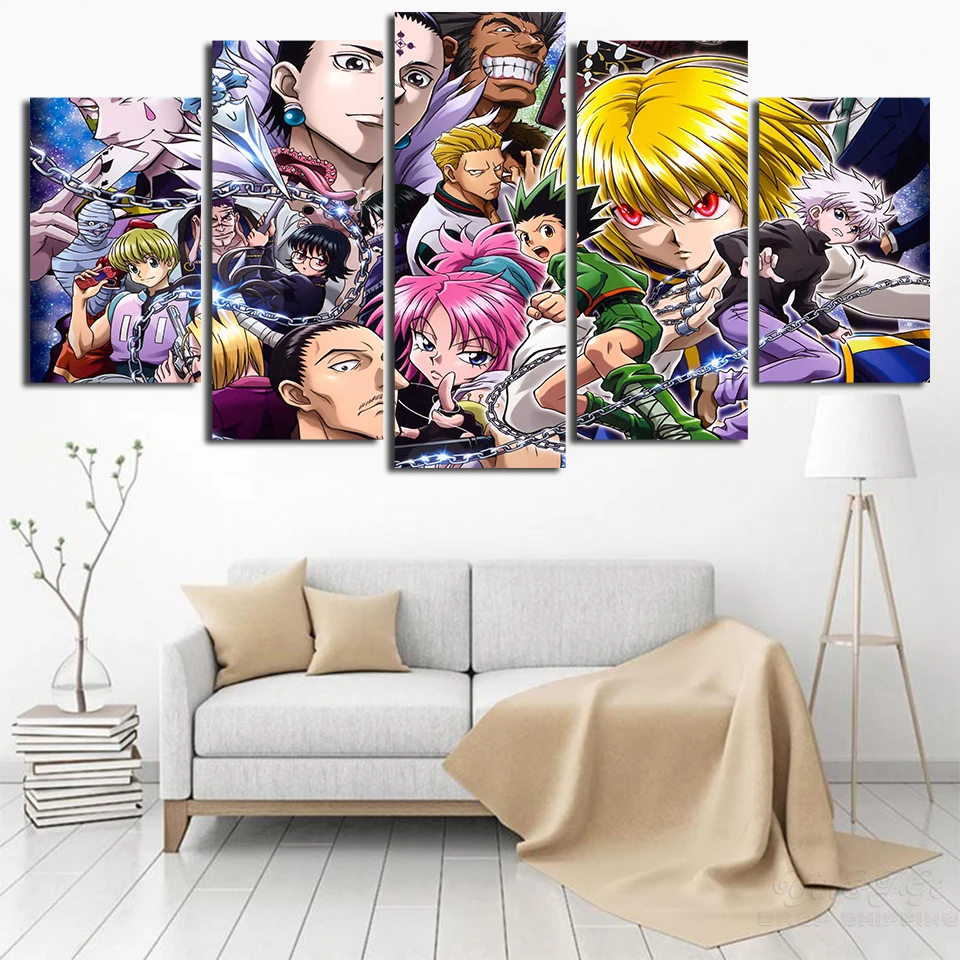 Картина на холсте HD 5 шт. картины Hunter X мультяшный Декор для дома современный