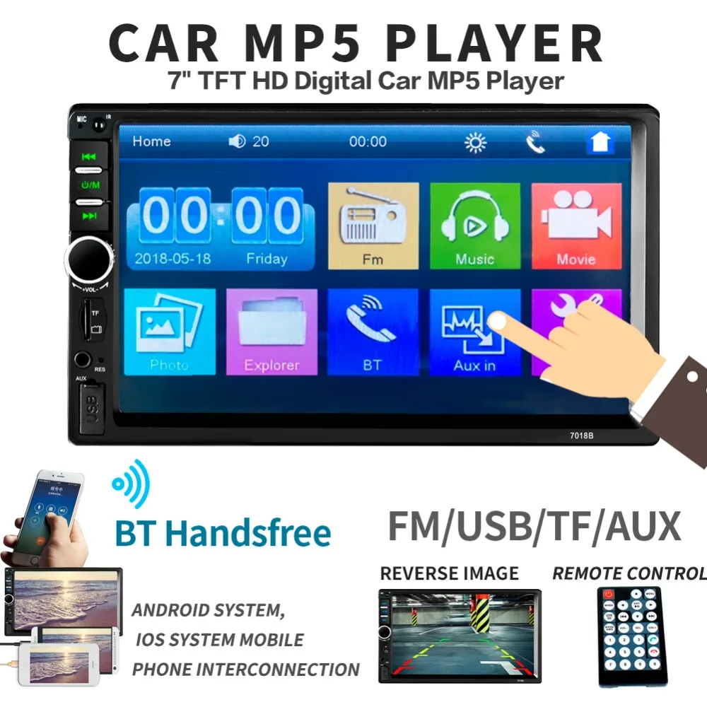 

For Universal 2 din Car Multimedia Player Autoradio 2din Stereo 7" Touch Screen Video MP5 Auto Radio Backup Camera 7018B