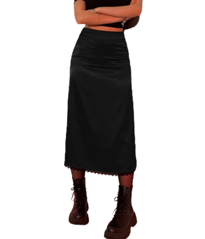 

Юбка-миди Женская трапециевидная с завышенной талией, Повседневная Уличная длинная свободная юбка в клетку с принтом