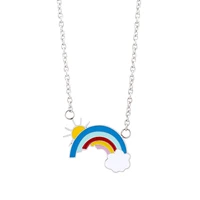 hot selling sweet style stainless steel menwomen enamel craft cartoon sun rainbow necklaces for jewelry gift