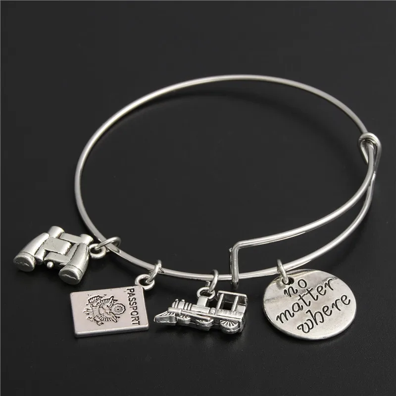 1 шт. серебряный цвет поезд Подвески телескоп расширяющийся браслет на запястье с