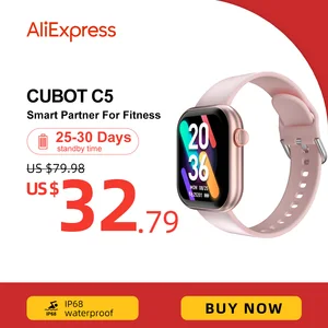 Cubot C5 5ATM Waterproof SmartWatch Heart Rate Calorie Monitor Touch
Fitness Tracker Sport Smart Watch for Men Women Android IOS