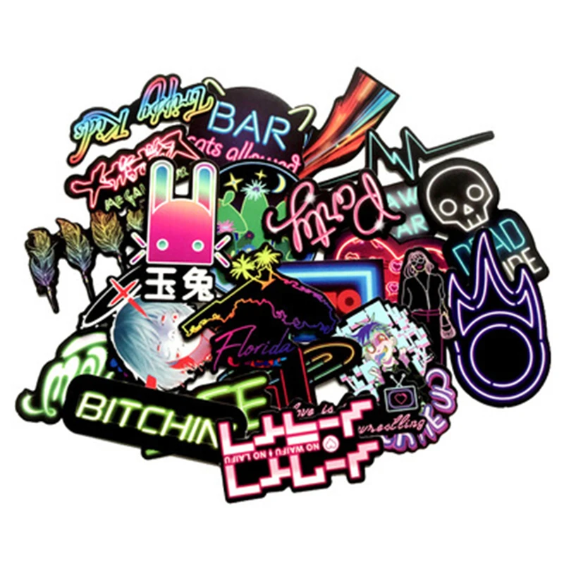25 шт./компл. неоновый светильник в стиле Харадзюку стикеры для мотоцикла