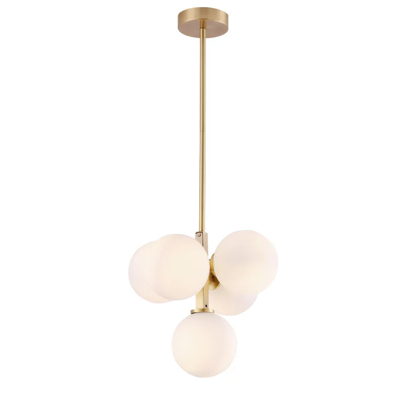 

Simple modern creative chandelier personality bedroom living room dining room copper molecular glass bubble lamp