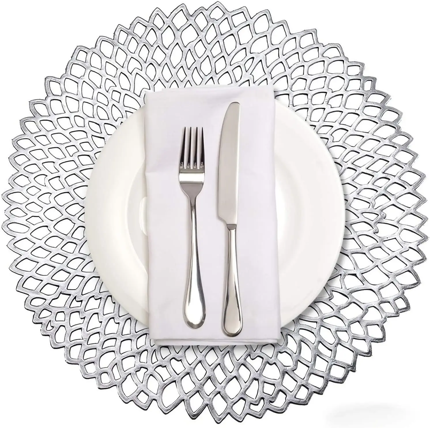 

4/6pcs Tennis Flower Placemat Mesh Hollowed-out PVC Non-slip Dining table Mat Coasters Restaurant Hotel Decorative Plate Mat