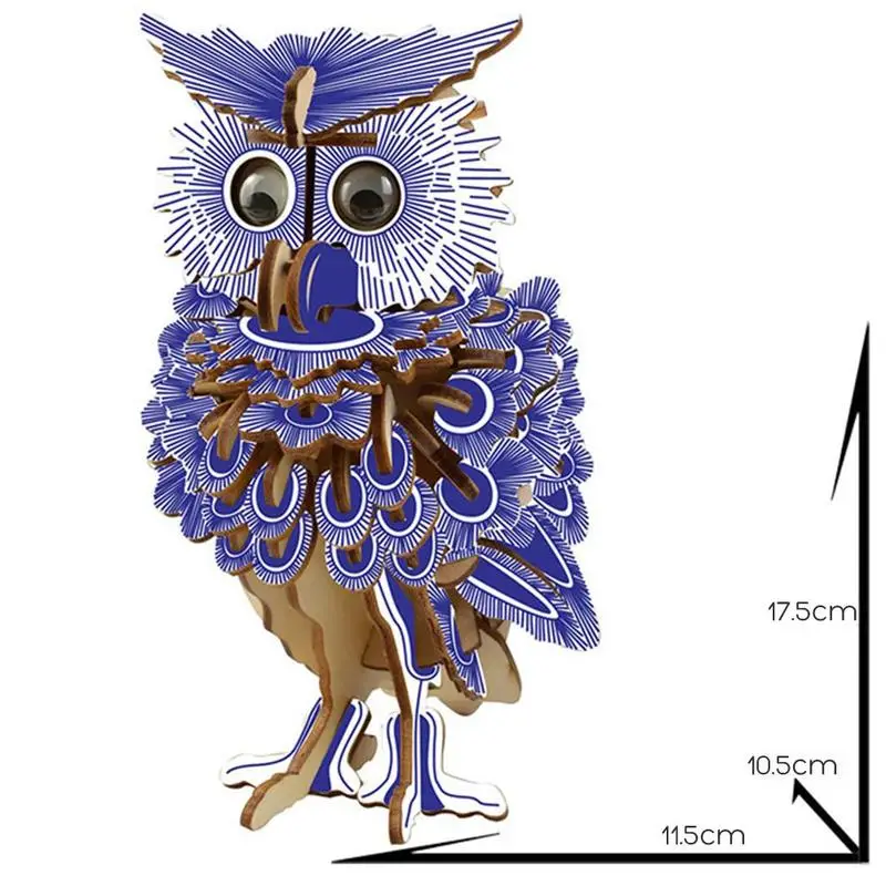 

New Children' Animal Wooden Three-dimensional Jigsaw Puzzle DIY Handmade Educational Toys 3D Owl Puzzles Birthday Gift