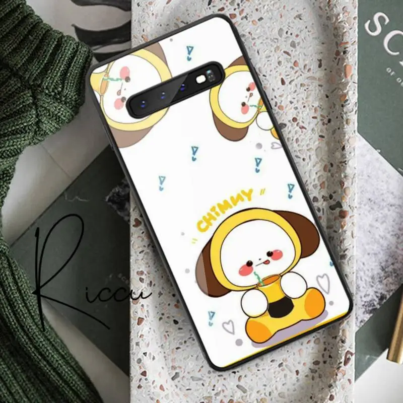 

cute Lovely cartoon BT21 Phone Case Tempered Glass For Samsung S20 Plus S7 S8 S9 S10E Plus Note 8 9 10 Plus A7 2018