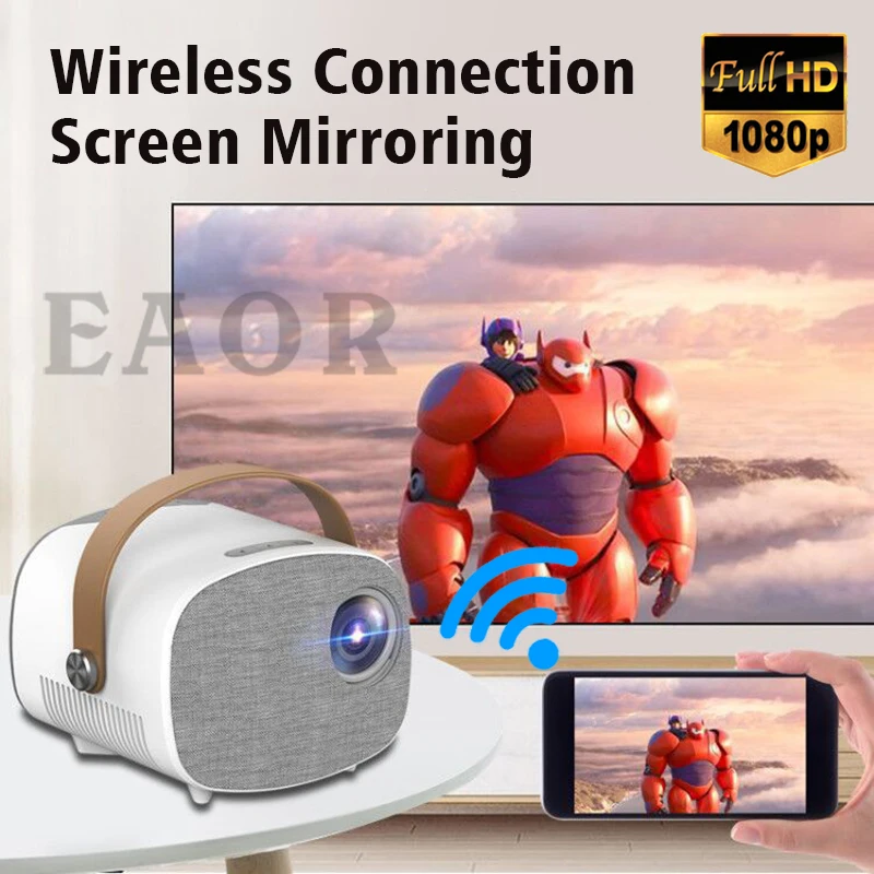 

EAOR YG230 Portable Wireless Projector Mini Home Theater Built-in Speaker Screen Mirroring 1080P Children Projector LED Beamer