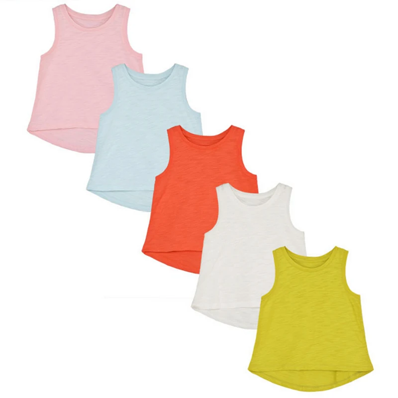 

y460 free shipping New summer children baby cotton breathable vest boys and girls bamboo cotton candy pure color bottoming shirt