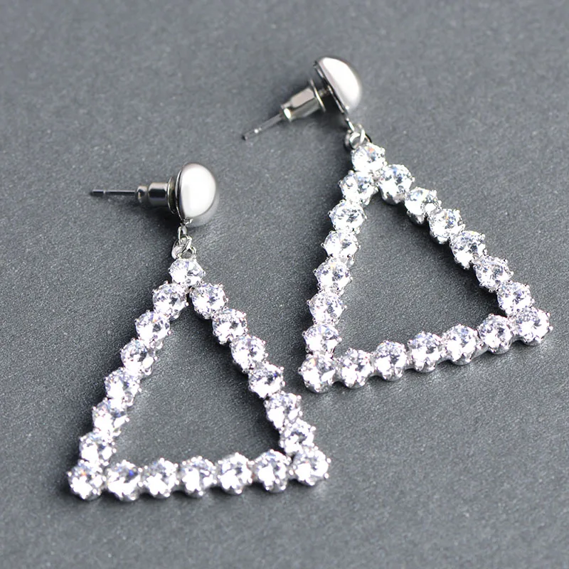 Женские Висячие серьги MECHOSEN Летние Стильные в виде треугольника Серебристые с