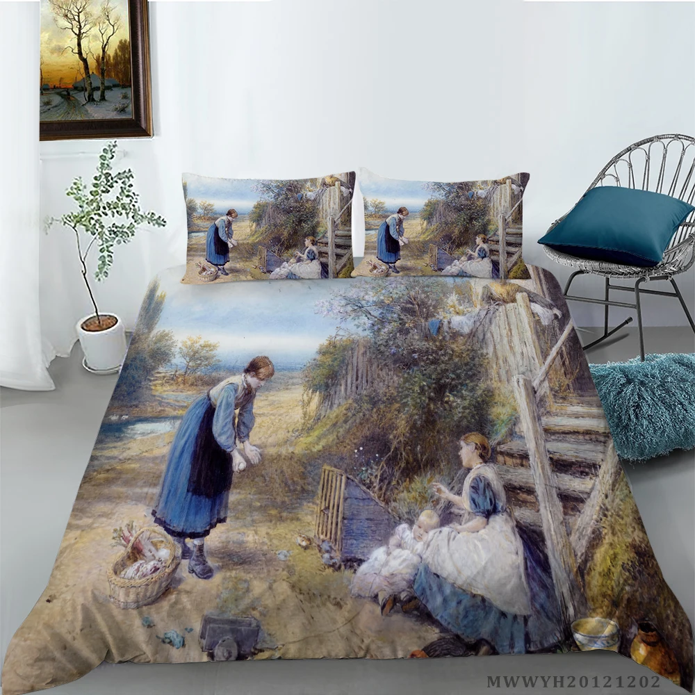 

Fashion Colorful Oil Painting Bedding set Duvet cover with pillowcases Single Double Queen King sizes 2/3pcs