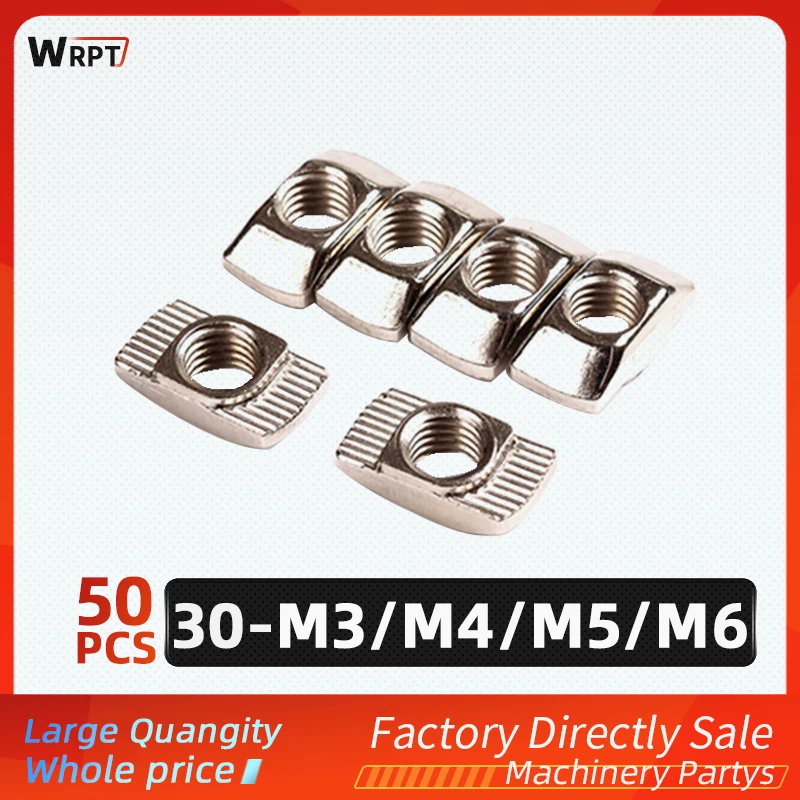 

50 pcs/ 3D printer parts M3/M4/M5/M6 carbon steel T-nut fastener aluminum connectors for 3030 industry specifica