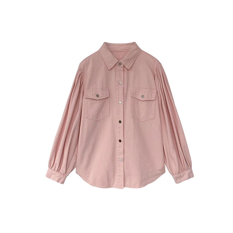 

M-3XL2021 spring and autumn new Korean style loose female students fashion solid color wild long-sleeved shirt jacket trend