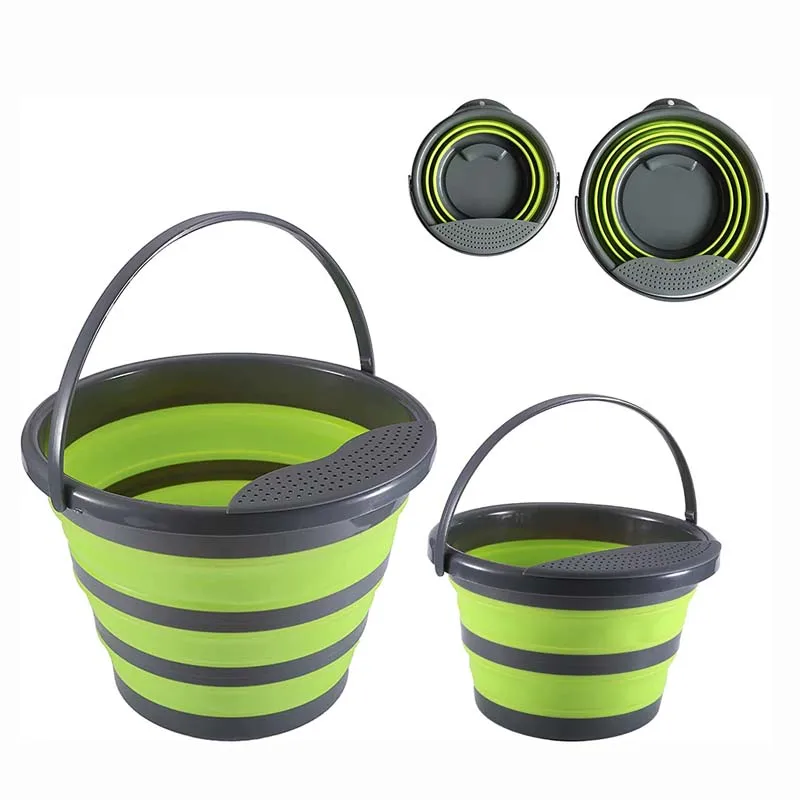 

2 Pack 5L/10L Folding Bucket Portable Collapsible Bucket Water Basin Container for Hiking Camping Fishing Travelling Gardening