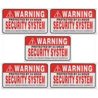95cm 5pcsset warning protected by 24 hour security system stickers saftey alarm signs decal warning mark business car styling