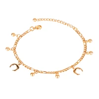 stainless steel rose gold moon bead women anklets ankle bracelets jewelry girl decoration on the leg cuban link anklet wholesale