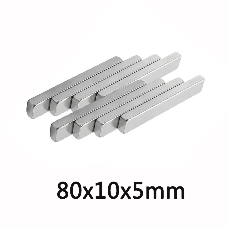 

1~20PCS 80x10x5 Super Strip N35 Big sheet Magnets 80x10x5mm Neodymium Magnet 80mmX10mm Permanent NdFeB Strong Magnets 80*10*5mm