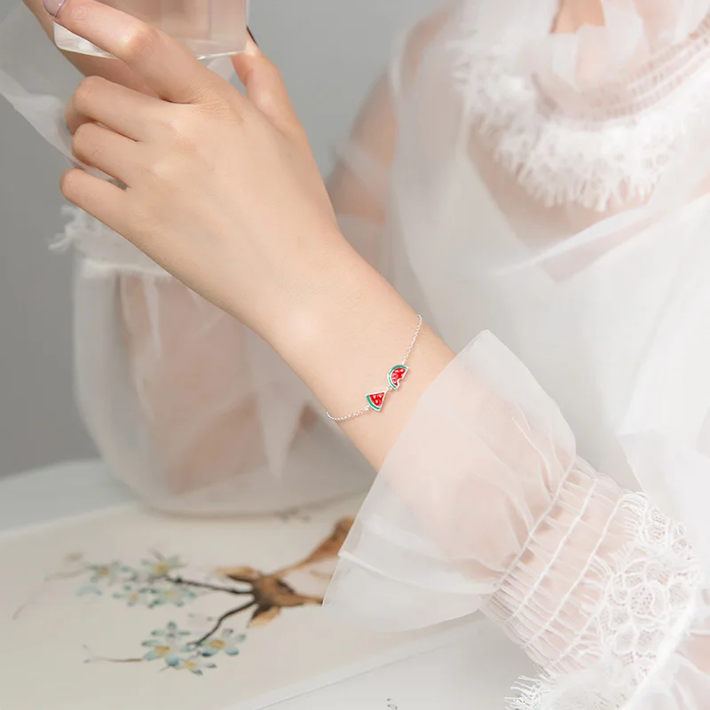 Фруктовый дизайн серебряный браслет 100% 925 пробы Серебряный корейский стиль