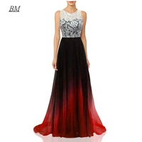 2020 lace beaded ombre gradient prom dresses scoop long chiffon formal evening bridesmaid party gown vestidos robes de soiree