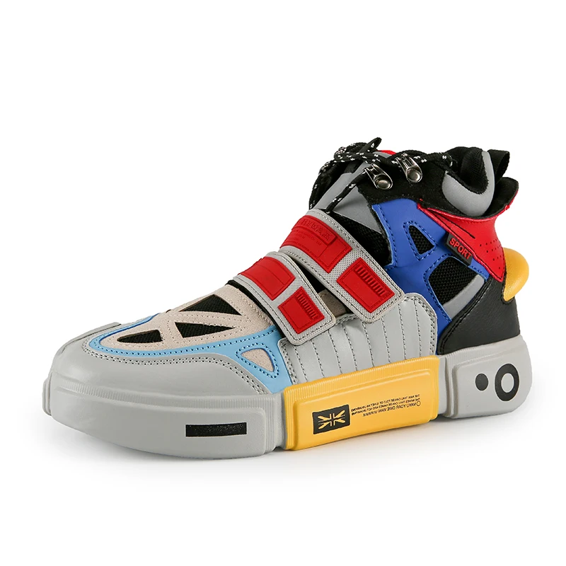 Мужские кожаные кроссовки черные дышащие на плоской платформе повседневная