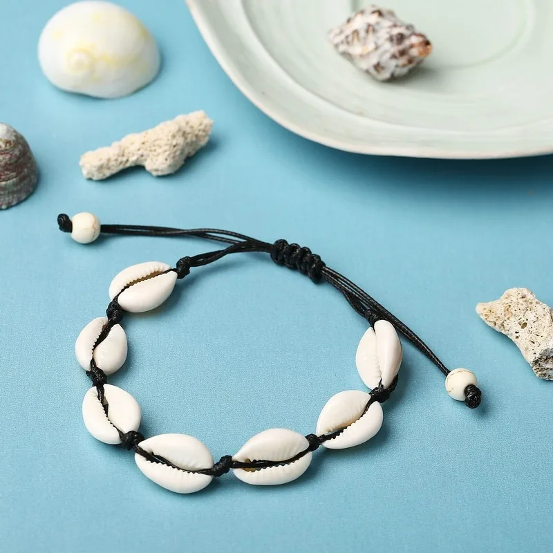 Богемный ручной работы натуральная ракушка вязки оболочка браслета Браслеты