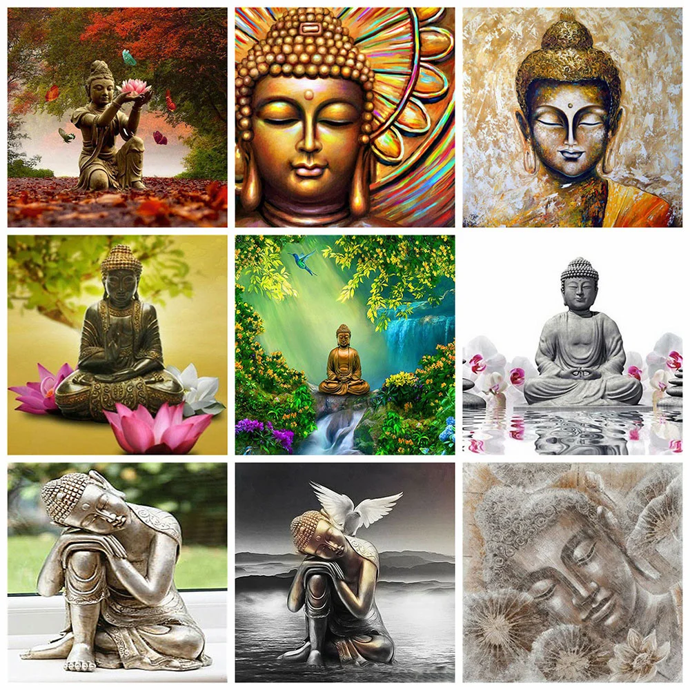 

Huacan Full Square Diamond Painting Art Kits Religion Diamond Embroidery Cross Stitch Buddha DIY Mosaic Home Decor