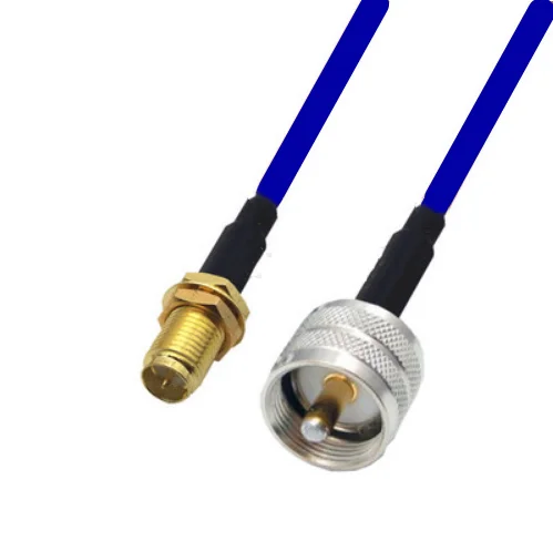 

RP-SMA Female to UHF PL259 Male Connector RG405 RG-405 Semi Flexible Coaxial Cable .086" 50ohm Blue