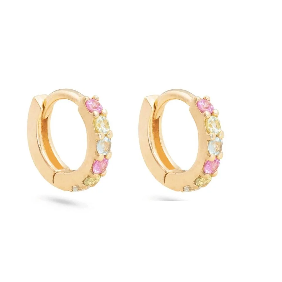

New design 925 sterling silver hoop earring with colorful cz paved huggie hoop round earring for child girl silver fine jewelry