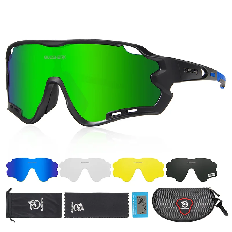 As Picture Showed Queshark HD поляризованные велосипедные очки для мужчин и женщин 5 линз MTB дорожный велосипед TR90 рама - Цвет: As Picture Showed