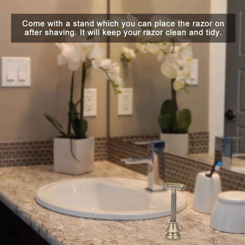Двухсторонняя Безопасная бритва с длинной ручкой и держателем для бритвы