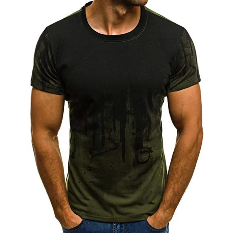 

2020 new 3D European and American men's fashion sports and fitness camouflage short-sleeved T-shirt summer personality printing